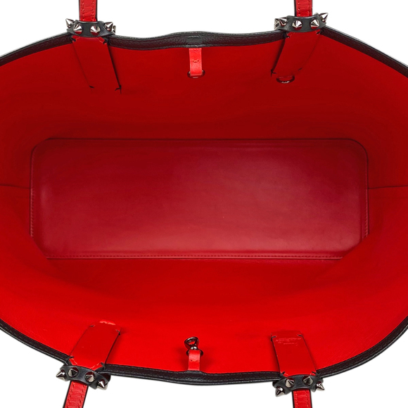 Christian Louboutin Cabata Tote Shoulder Bag Leather Black Red - Picture 8 of 8